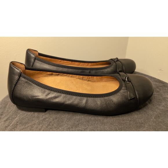 NWOT Vionic Amorie black leather orthotic bow ballet flats - Picture 7 of 9